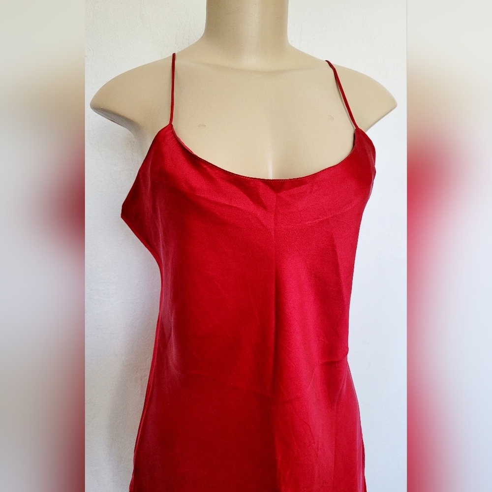 Victoria's Secret Gold Label Luxe 100%Silk SexyRed Slip Chemise Nightgown Medium - Picture 6 of 16